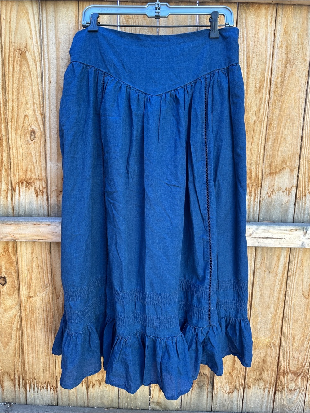 American Eagle Outfitters Navy Blue Maxi Skirt with Ruffle Hem